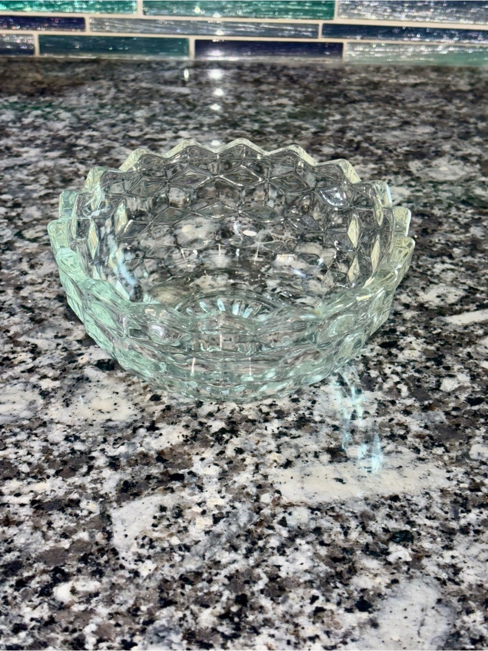 Vintage Fostoria American Clear Cubist Glass Nappy Bowl - Picture 3 of 9